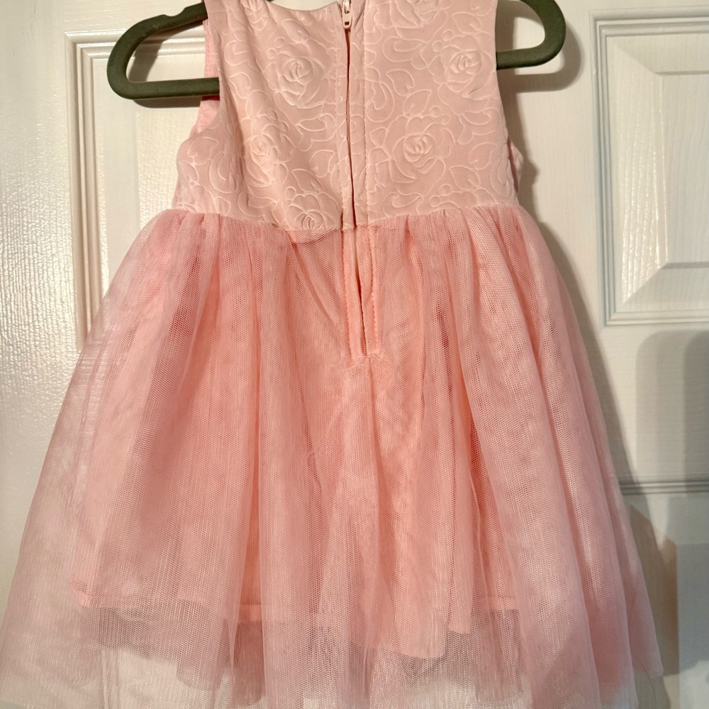 Popatu Baby Girl Pink Floral Tulle Overlay Dress - Picture 2 of 6